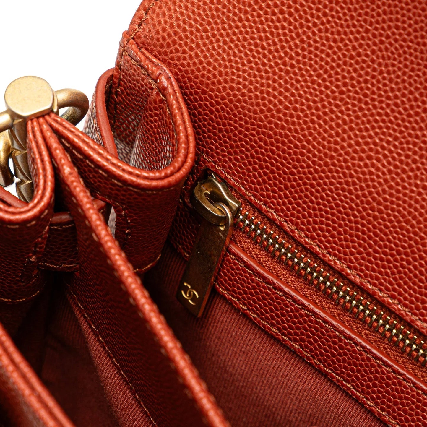 Red Chanel Mini CC Quilted Caviar Messenger Single Flap Crossbody Bag