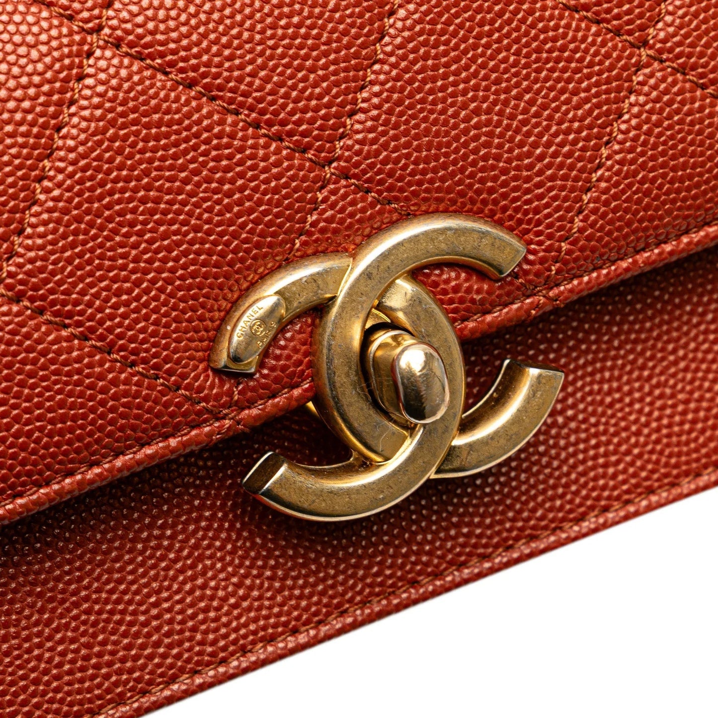 Red Chanel Mini CC Quilted Caviar Messenger Single Flap Crossbody Bag