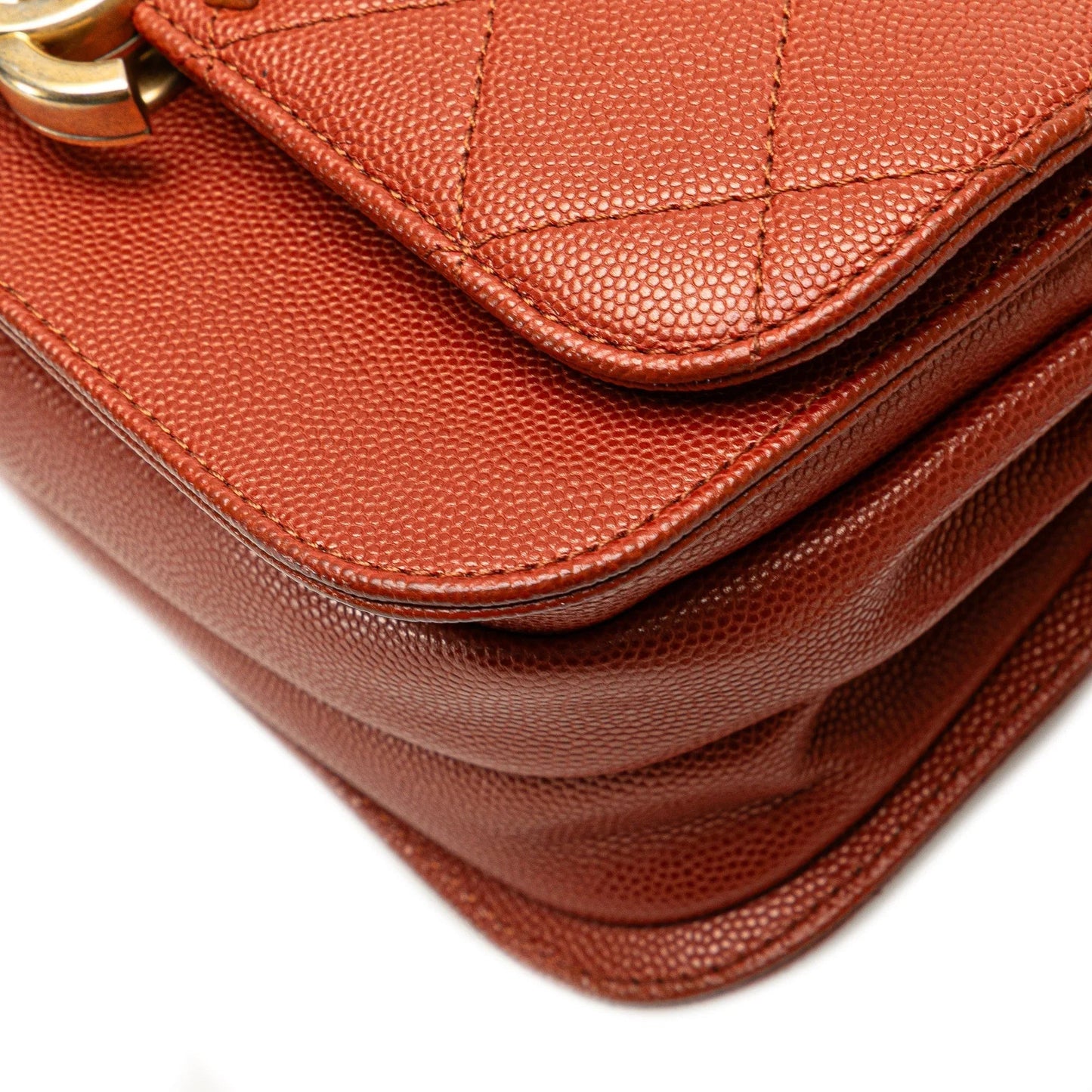 Red Chanel Mini CC Quilted Caviar Messenger Single Flap Crossbody Bag
