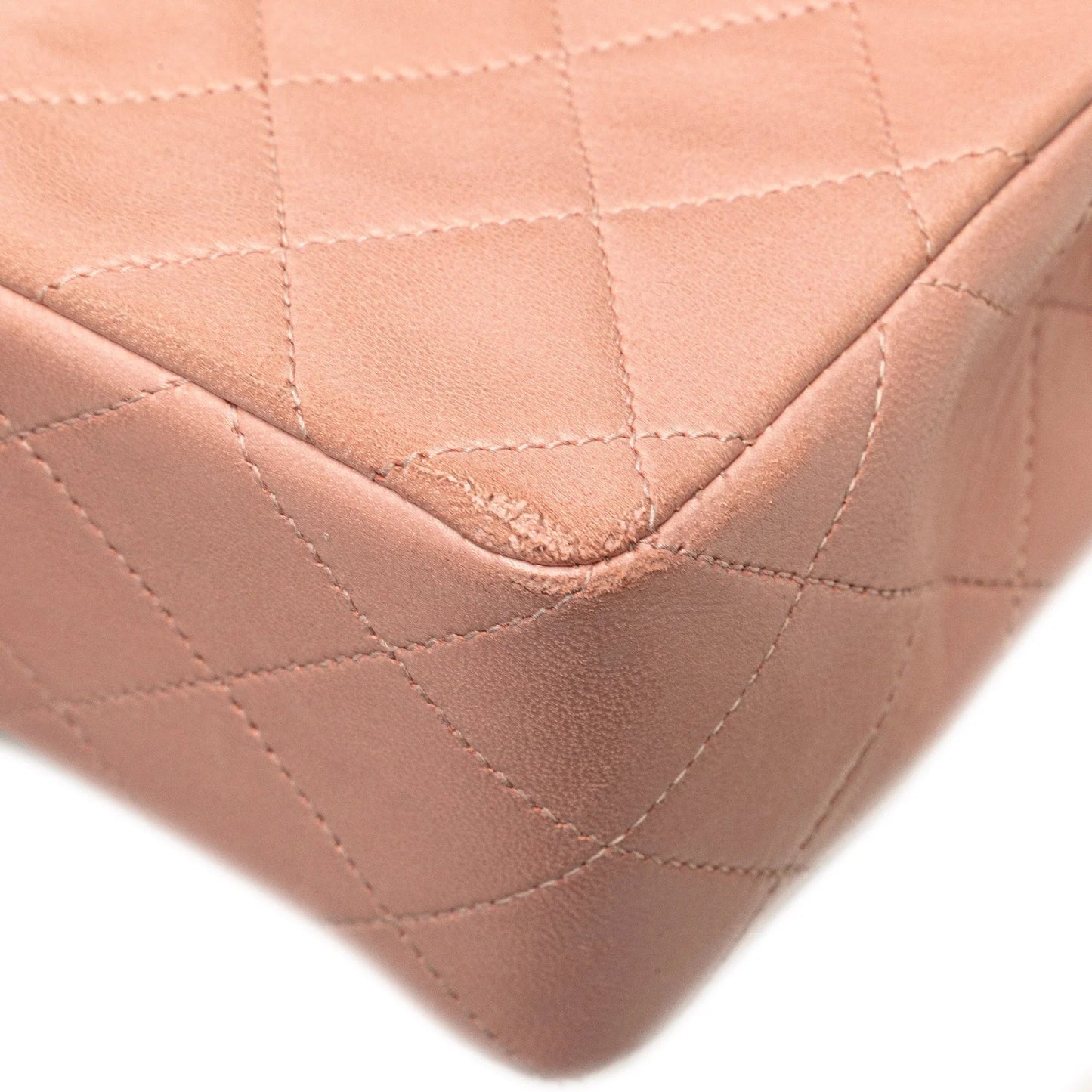 Pink Chanel Mini Square Classic Lambskin Single Flap Crossbody Bag