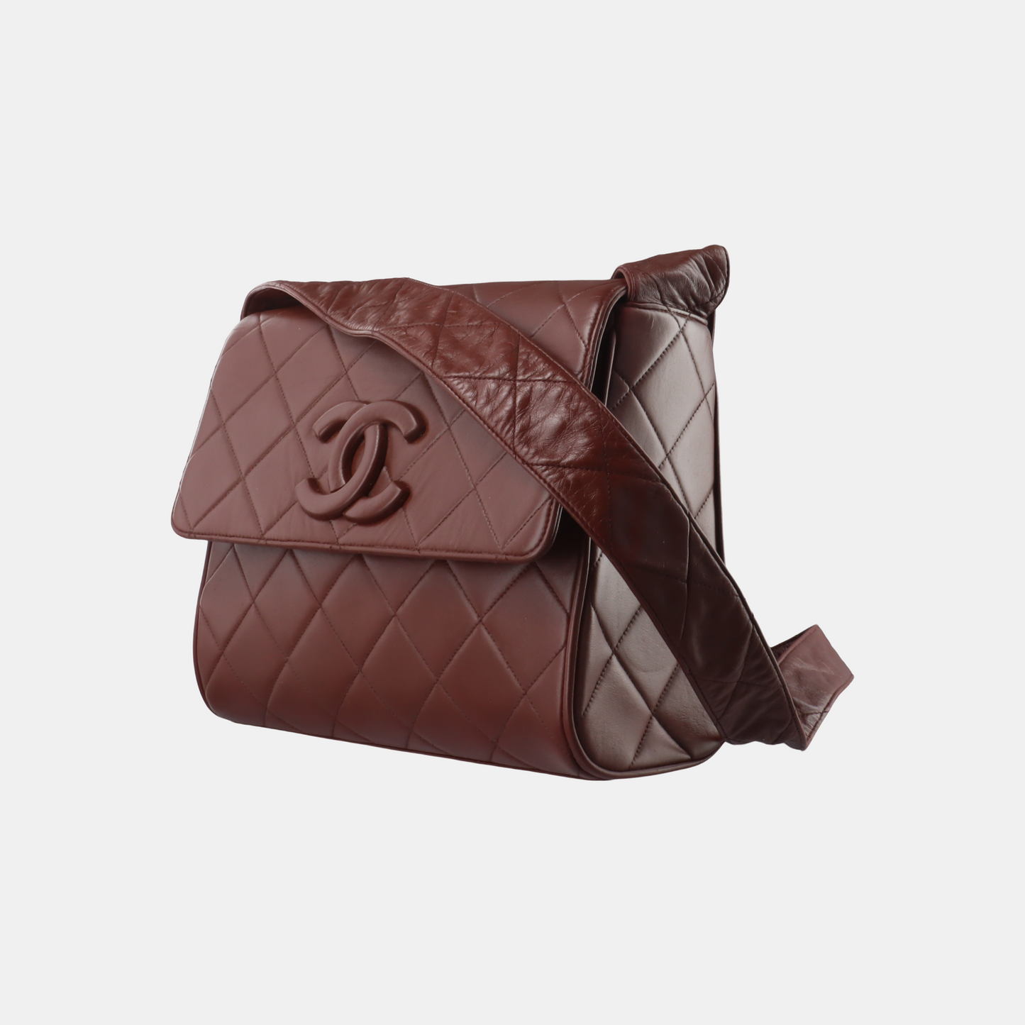 Chanel   Quilted Flap Crossbody Messenger Bag Deep Burgundy Brown