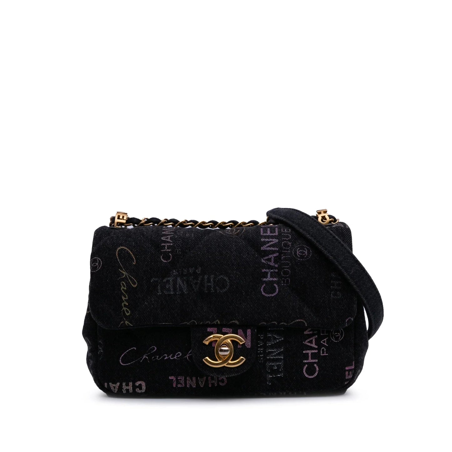 Gray Chanel Mini Rectangular Quilted Denim Mood Flap Crossbody Bag