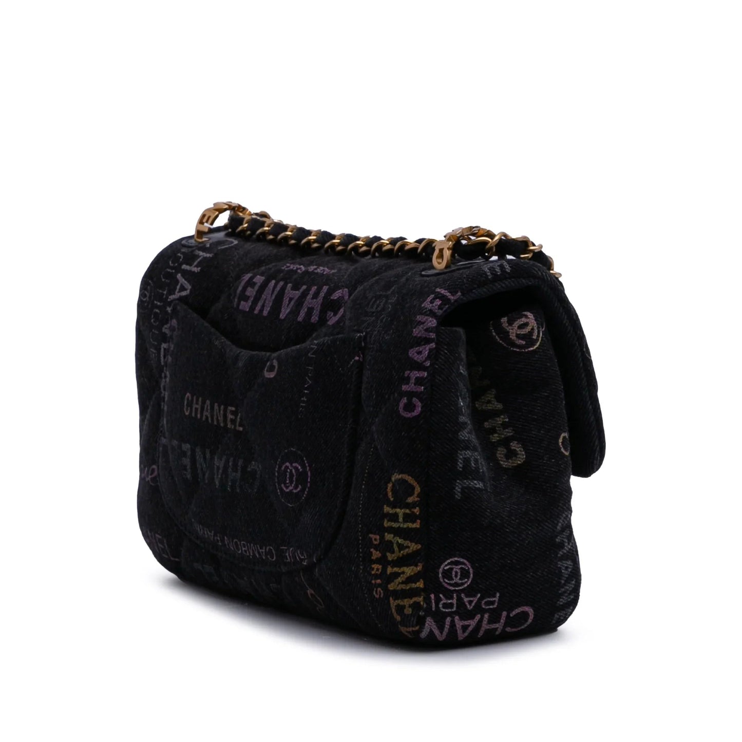 Gray Chanel Mini Rectangular Quilted Denim Mood Flap Crossbody Bag