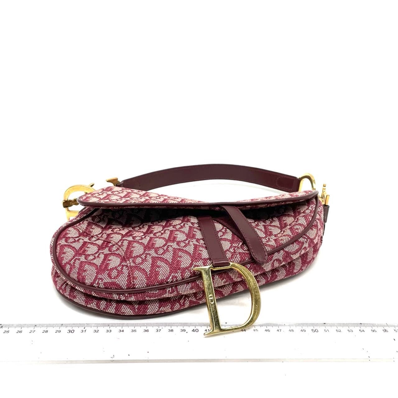 Dior Saddle   Medium Red Burgundy Monogram Oblique Shoulder Bag 2002