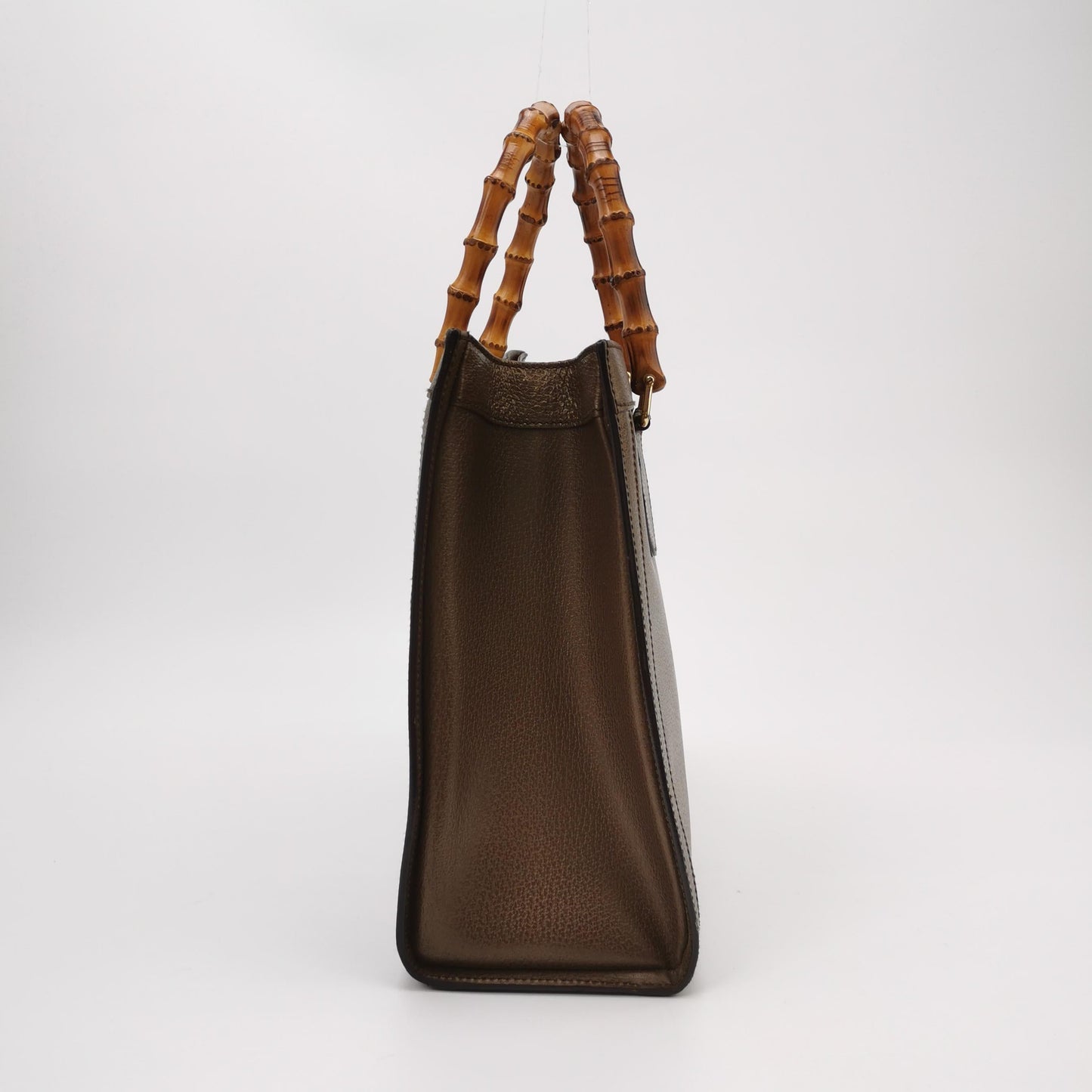 Gucci Diana   Large Metallic Copper Calfskin Leather Bamboo Top Handles Tote Bag