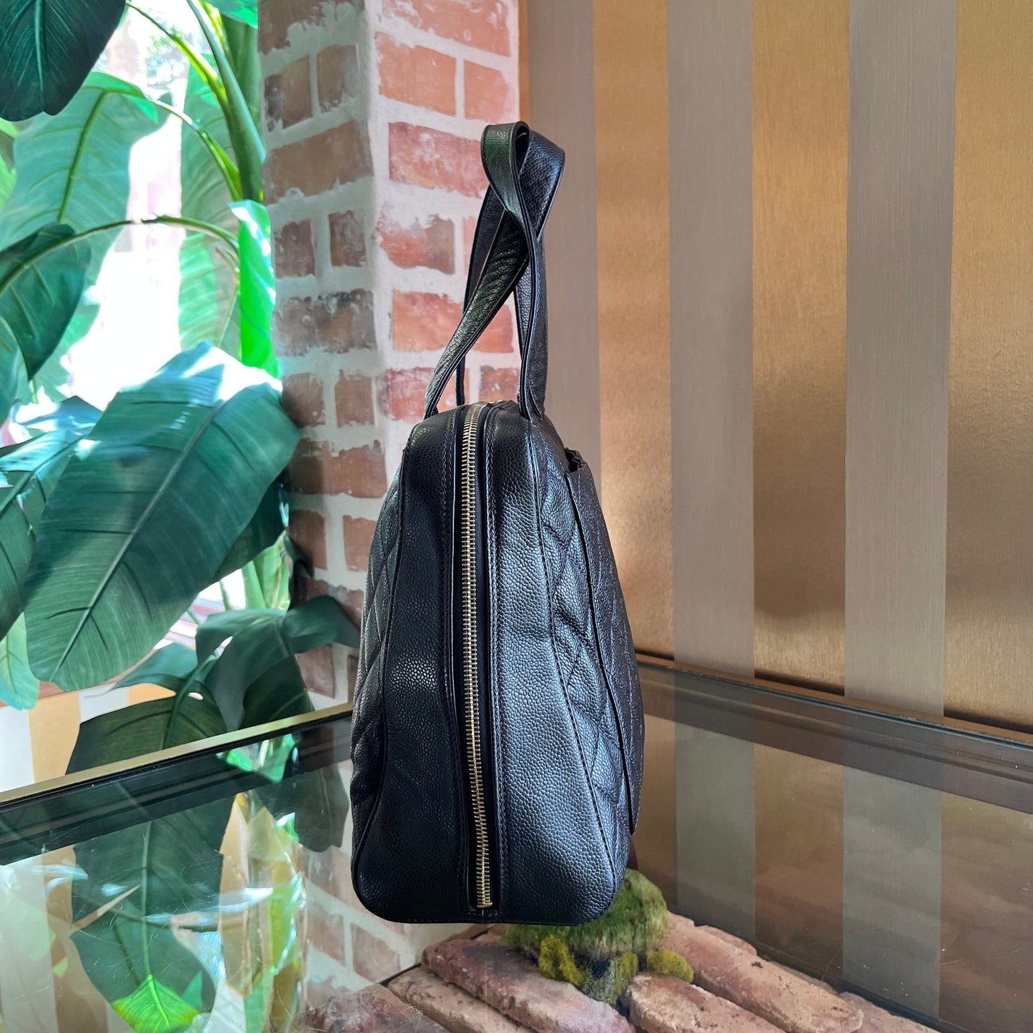 CHANEL Bowler CC Caviar Leather Quilted Satchel