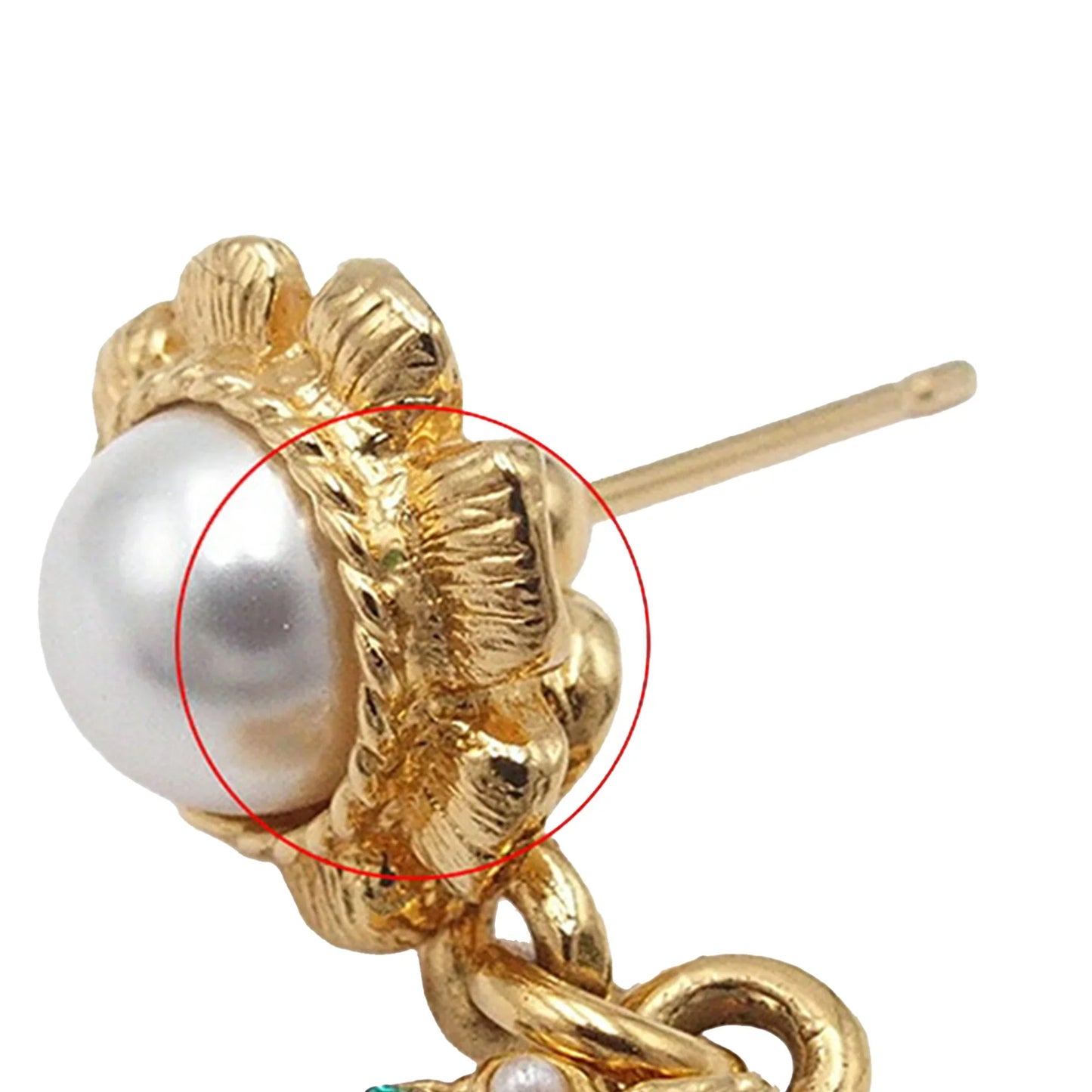 Gold Chanel CC Gold Plated Faux Pearl and Rhinestone Swing Push Back Earrings
