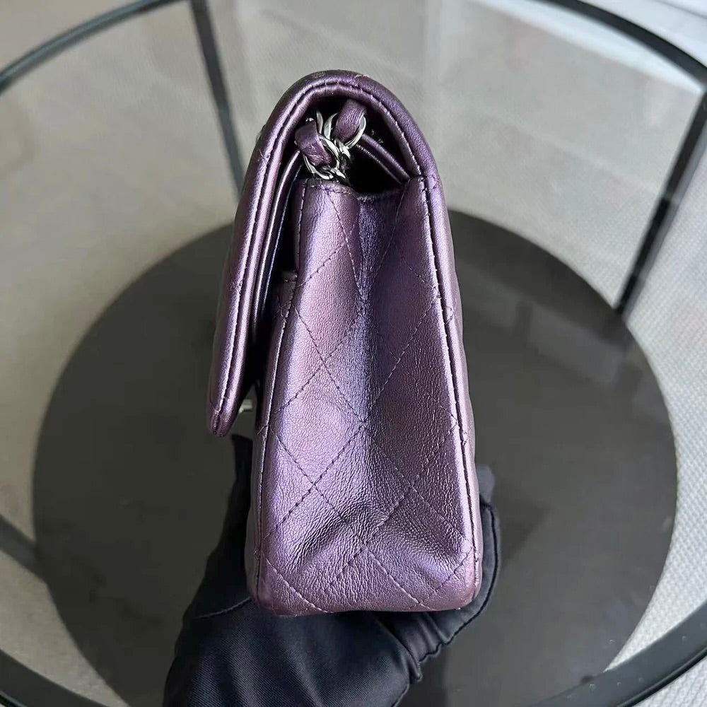 Chanel Classic Flap Quilted Lambskin Purple Silver Hardware Series 24