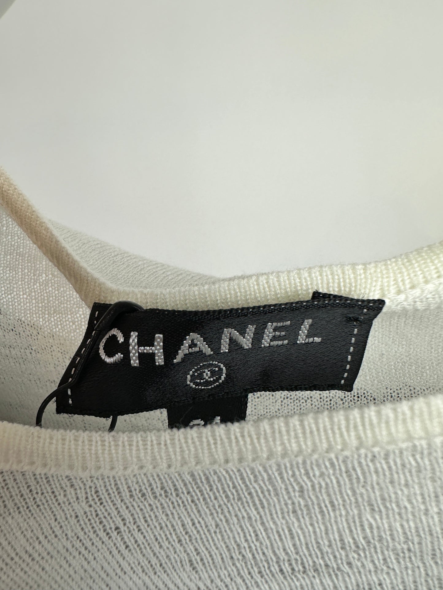 Chanel Black Crochet Short Sleeve Midi Dress with White Long-Sleeve Under-Layer Set Size FR 34 (UK 6)