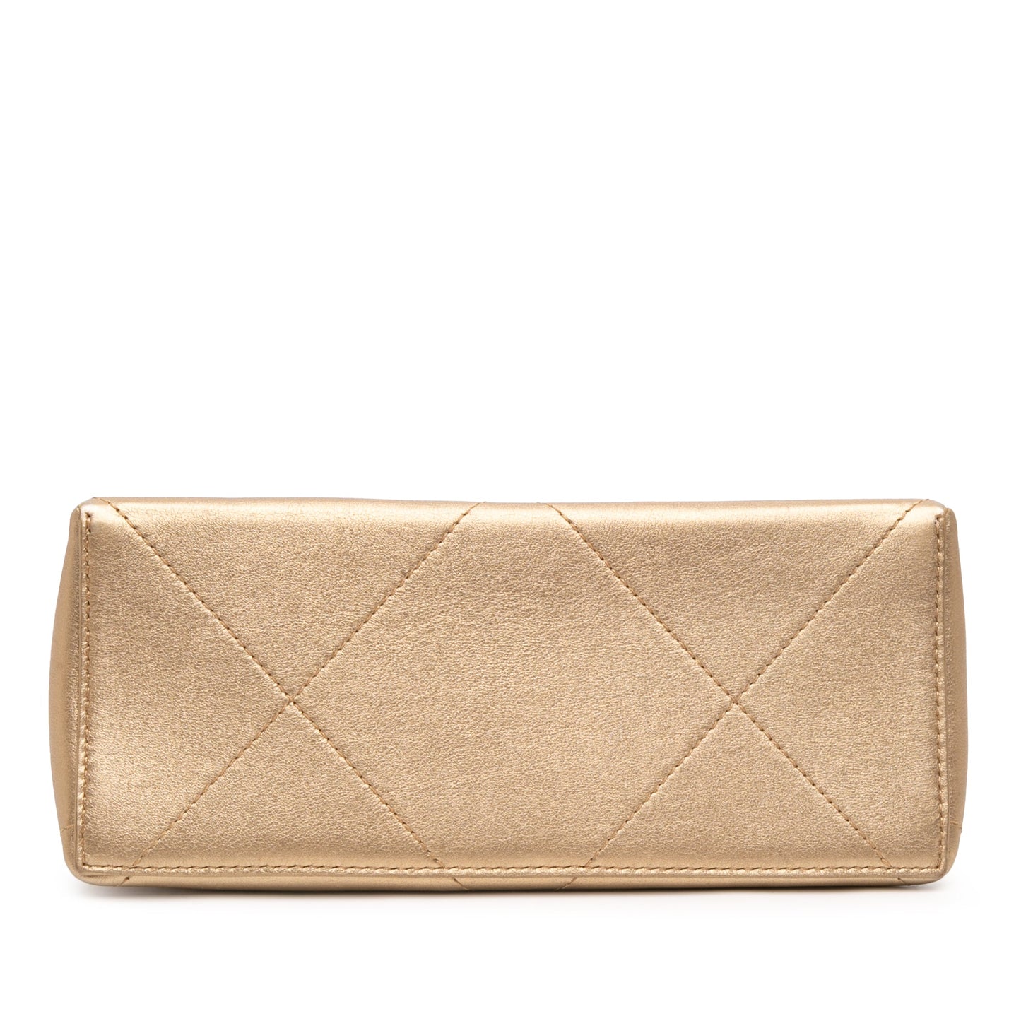 Gold Chanel Small Calfskin Kiss Lock Frame Bag