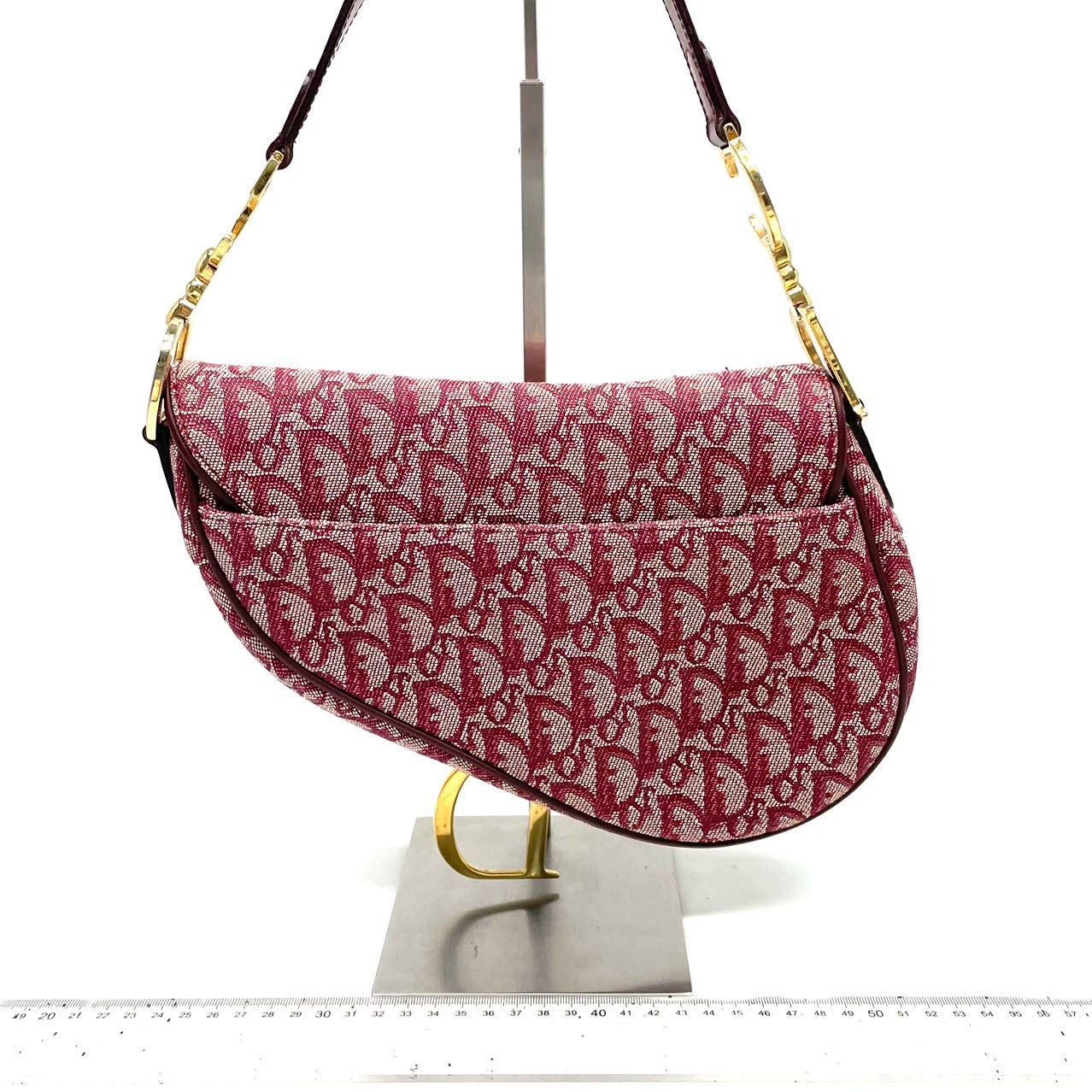 Dior Saddle   Medium Red Burgundy Monogram Oblique Shoulder Bag 2002