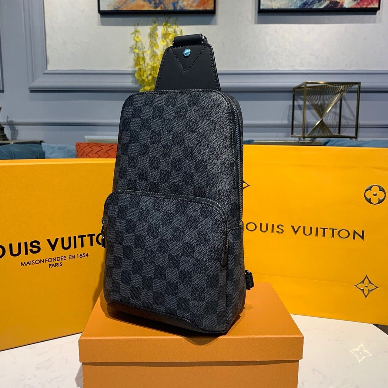 Top Quality Avenue Sling Bag Damier Graphite Canvas For Men, Bags, Shoulder And Crossbody Bags 12.2in/31cm Top Quality N41719