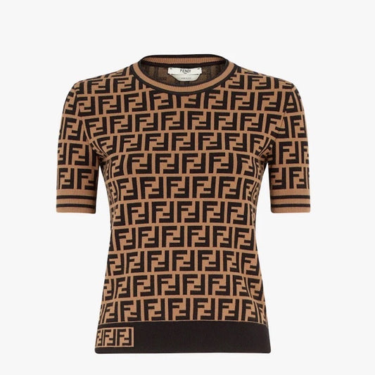 FENDI FF MONOGRAM CREW NECK KNITTED SHIRT