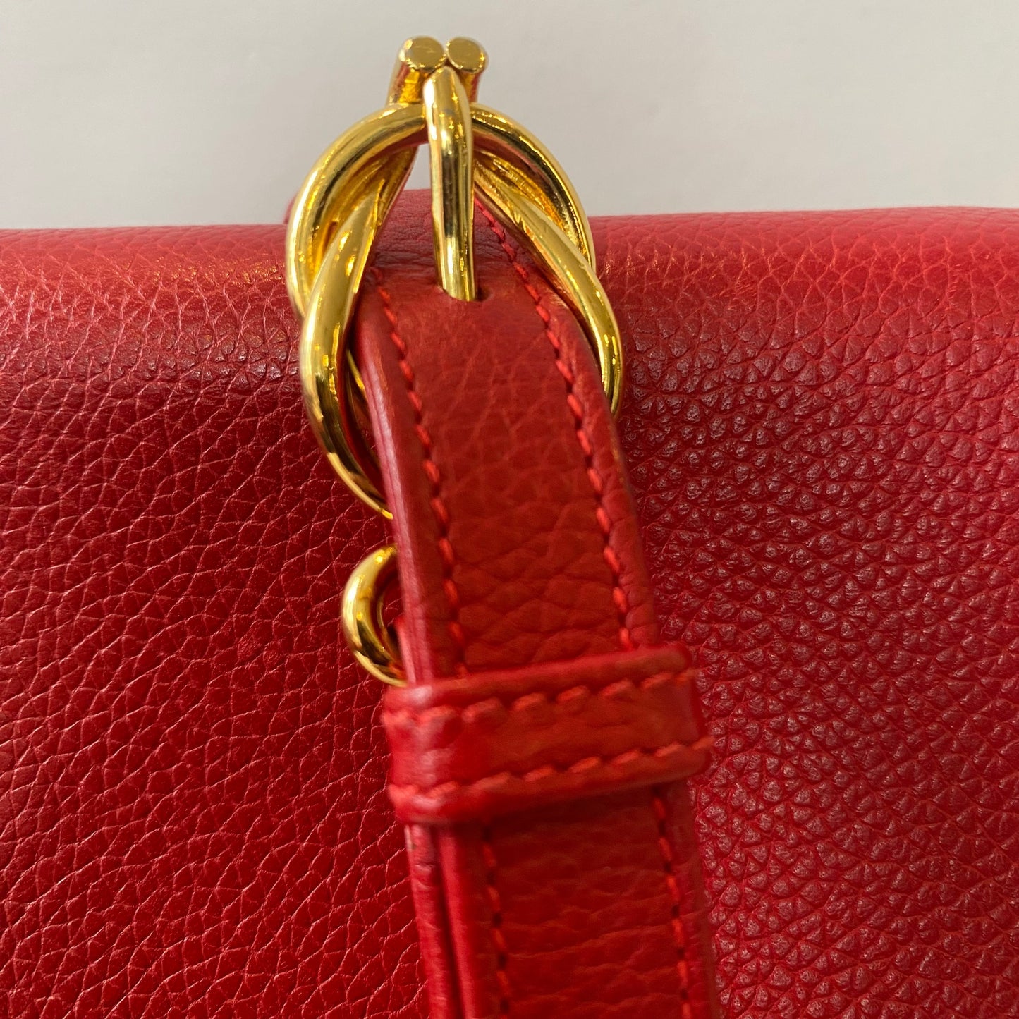 GUCCI   Red Leather Flap Shoulder Bag