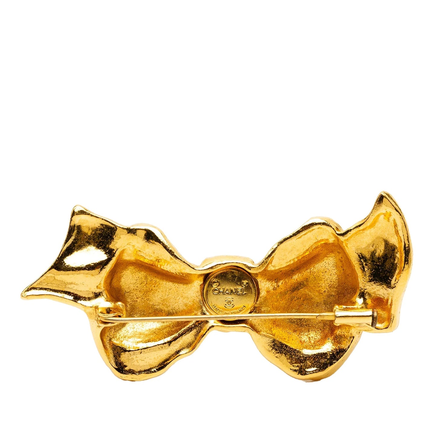 Gold Chanel Gold Plated Bow Brooch