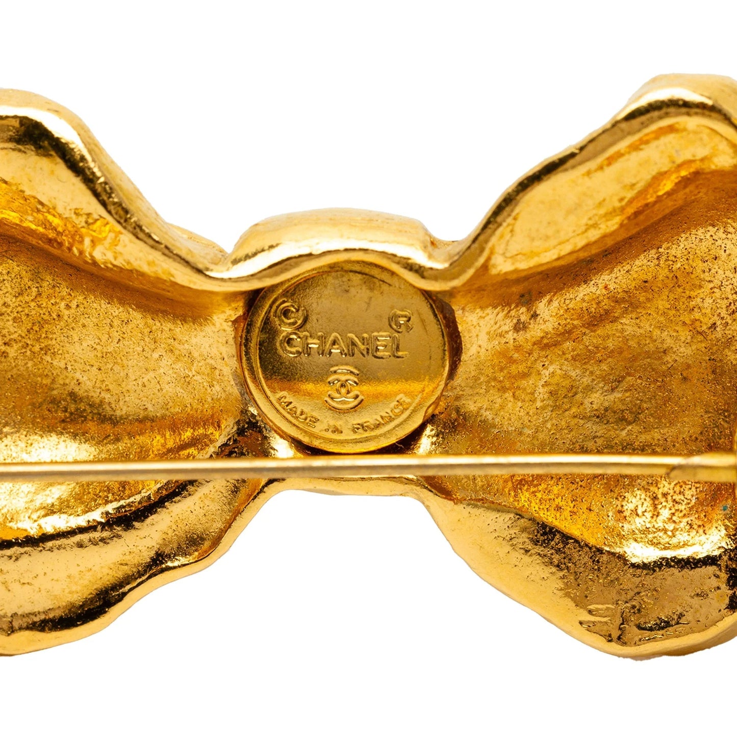 Gold Chanel Gold Plated Bow Brooch