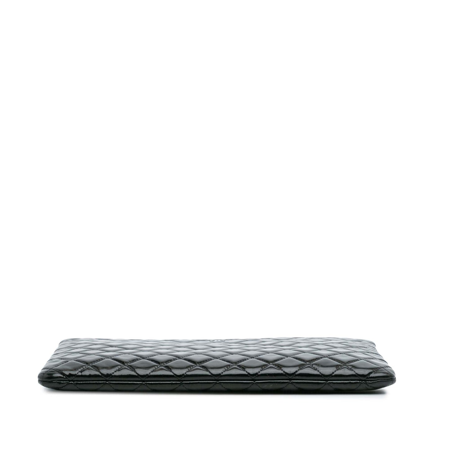 Black Chanel Large Quilted Patent O Case Clutch
