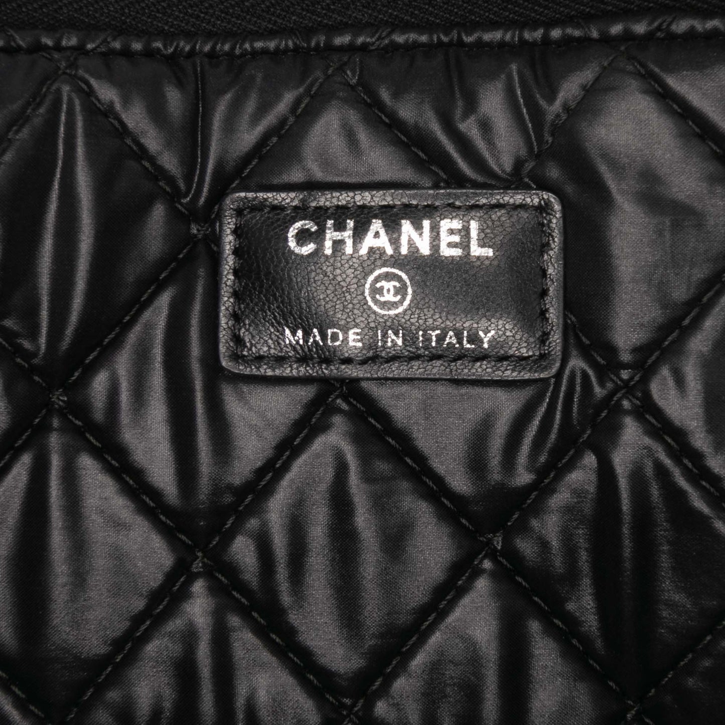 Black Chanel Large Quilted Patent O Case Clutch