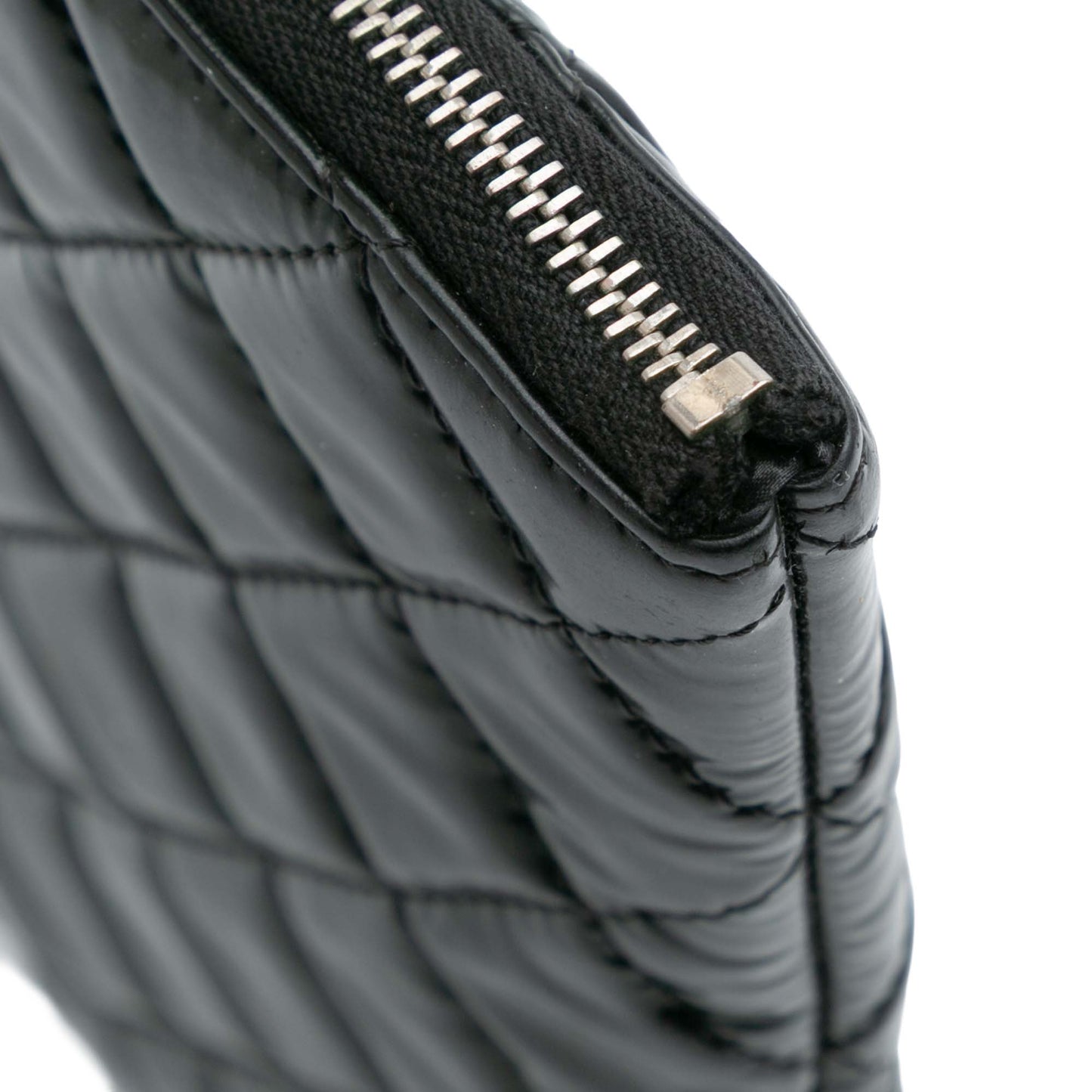 Black Chanel Large Quilted Patent O Case Clutch