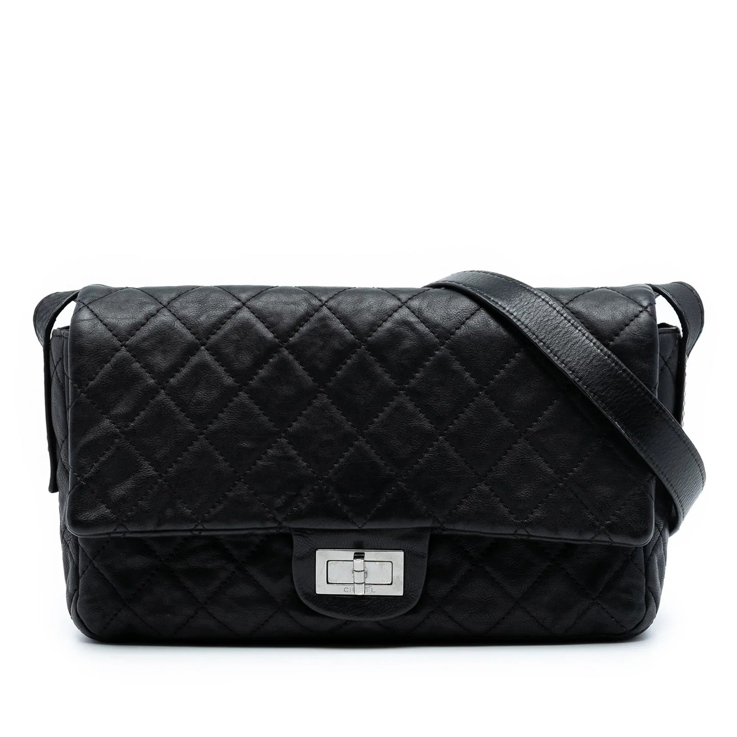 Black Chanel Quilted Calfskin Reissue 2.55 Easy Messenger Flap Crossbody Bag