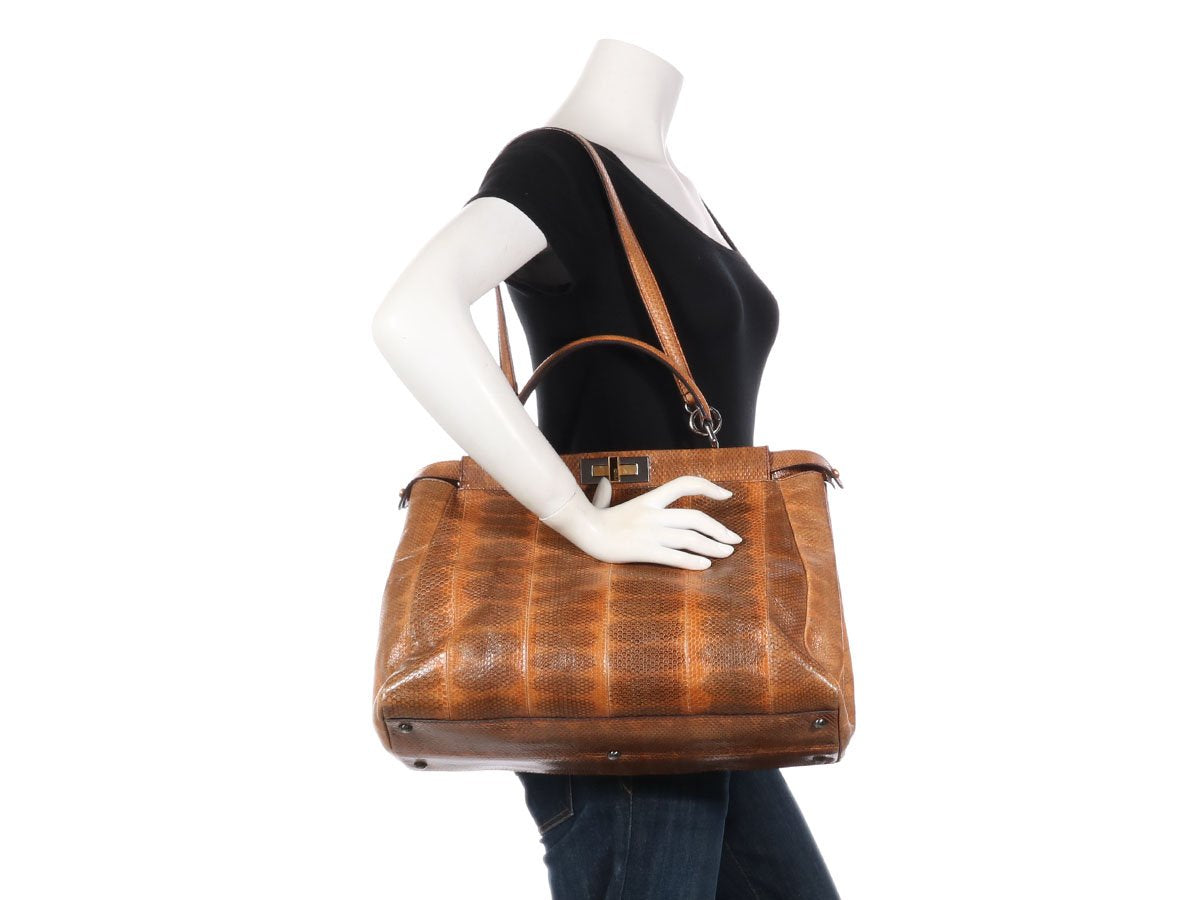 Fendi Large Brown Snakeskin Peekaboo