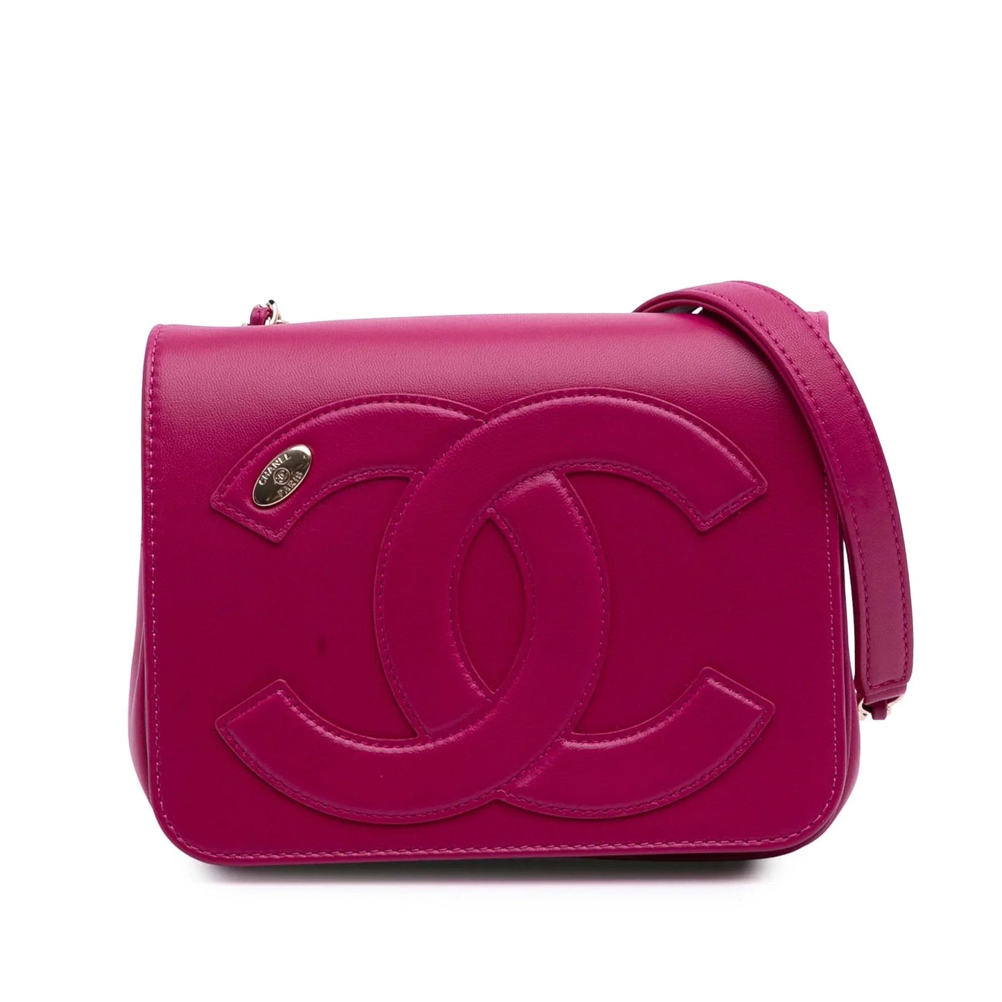 Pink Chanel Lambskin CC Mania Flap Crossbody Bag