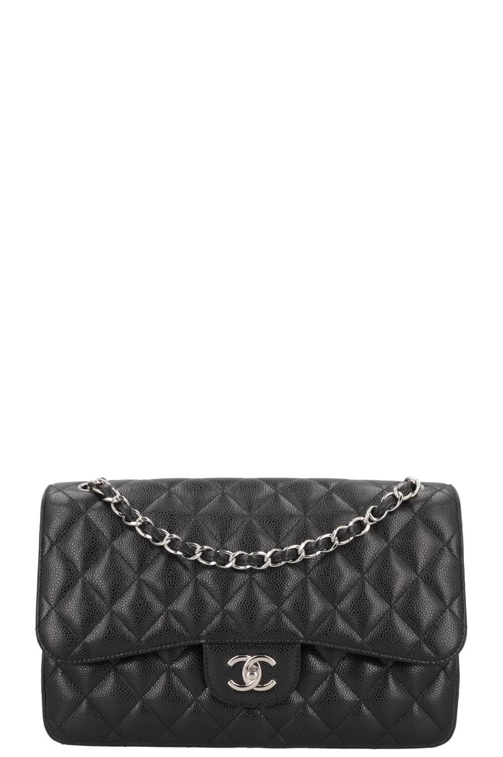 CHANEL Large Double Flap Bag Caviar Black