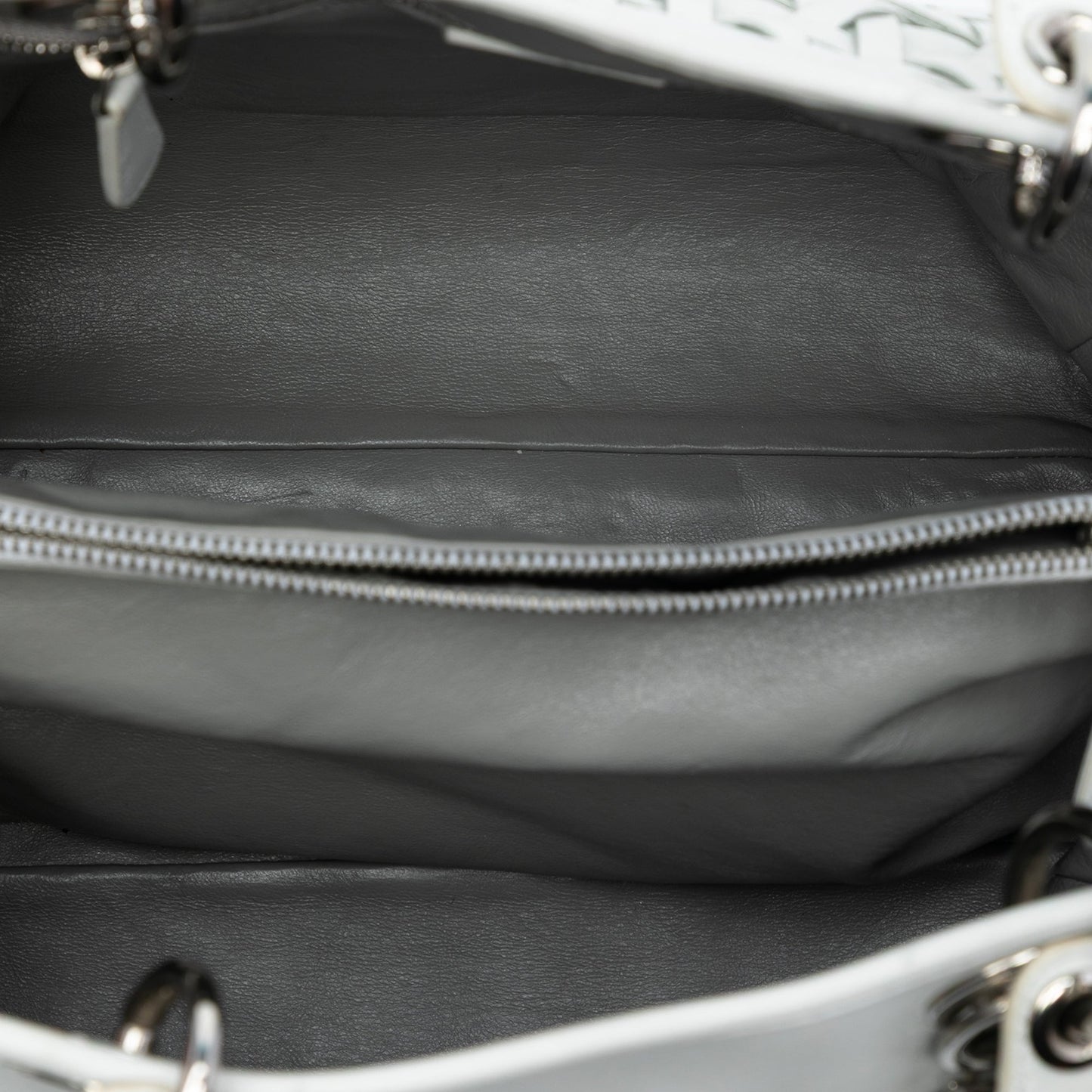 White Dior Woven Lambskin Lady Dior Avenue Tote Satchel