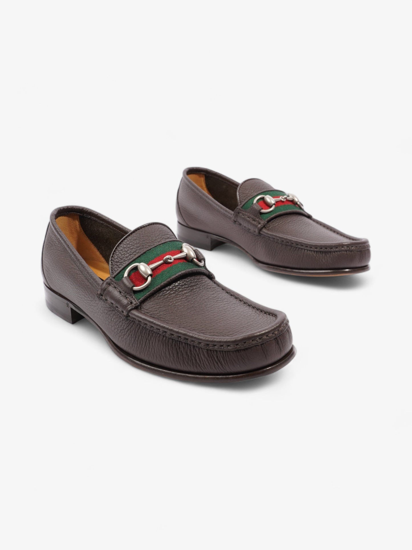 Gucci Horsebit Loafers Brown / Green / Red Leather EU 40.5 UK 6.5