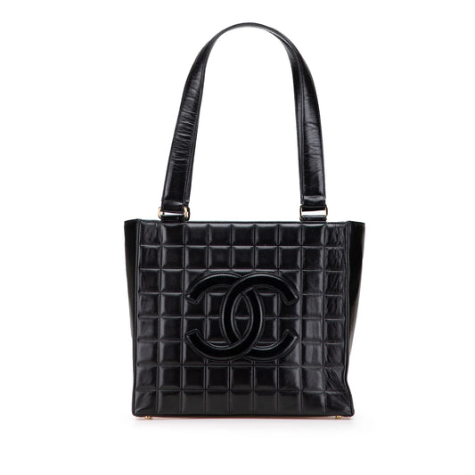 Black Chanel CC Chocolate Bar Lambskin Tote