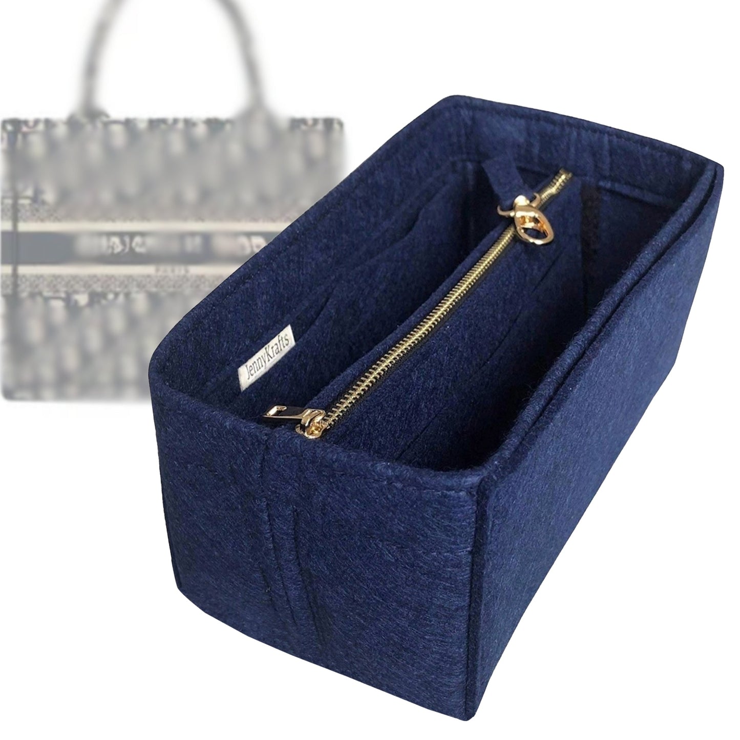 Organizer for [Book Tote Small, Dior] Bag Insert (Felt, with Detachable Zip Pouch)