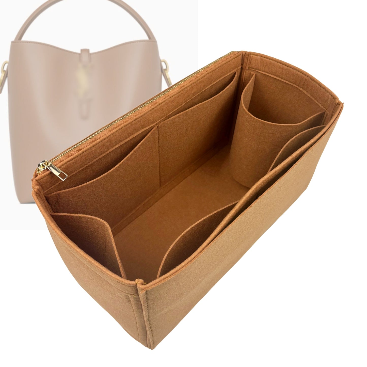Organizer for [LE 37 in shiny leather, Saint Laurent (YSL)] Bag Insert (Felt, Full-width Zip and Open Pocket)