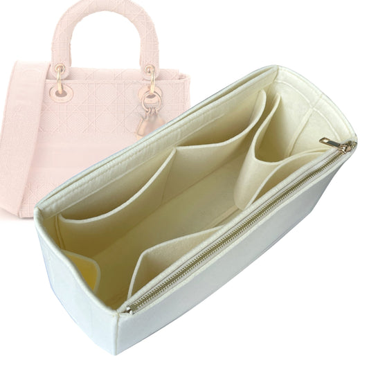 Organizer for [Medium Lady D-Lite Bag, Dior] Bag Insert (Felt, Full-width Zip and Open Pocket)