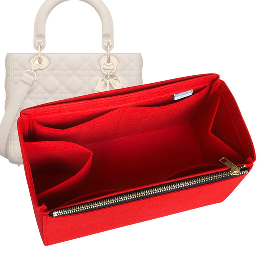 Organizer for [Lady Dior Large, Dior] Bag Insert (Felt, Full-width Zip and Open Pocket)