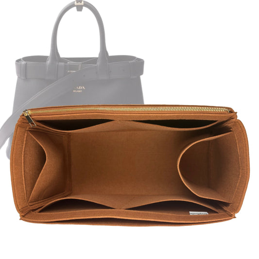 Organizer for [Large Buckle leather handbag with belt, Prada] Bag Insert (Felt, Full-width Zip and Open Pocket)