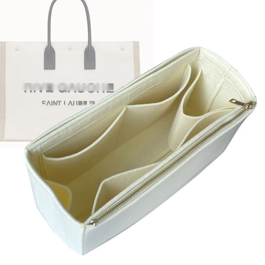 Organizer for [Rive Gauche Large, Saint Laurent (YSL)] Bag Insert (Felt, Full-width Zip and Open Pocket)