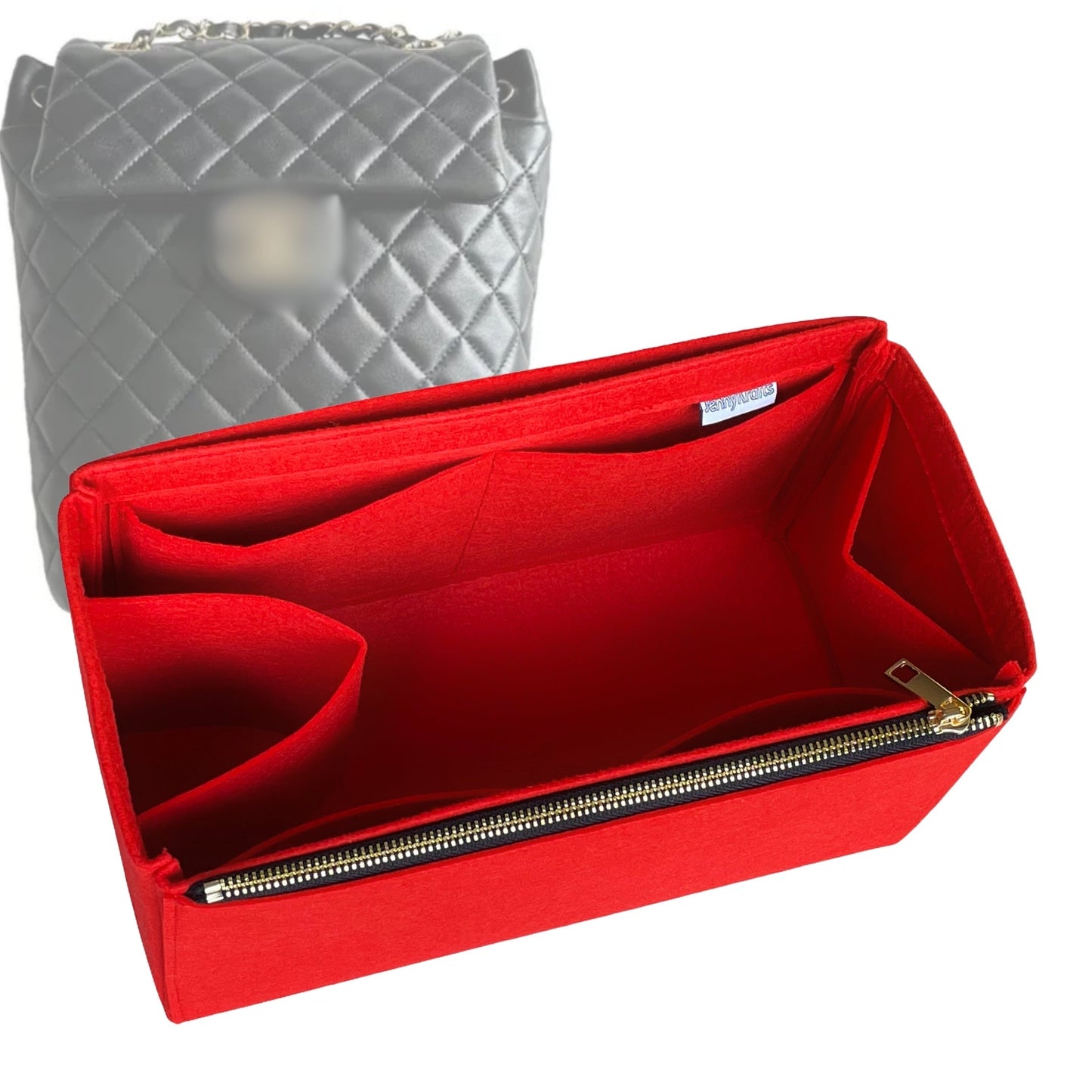 Organizer for [Urban Spirit Backpack Large 25cm, Chanel] Bag Insert (Felt, Full-width Zip and Open Pocket)