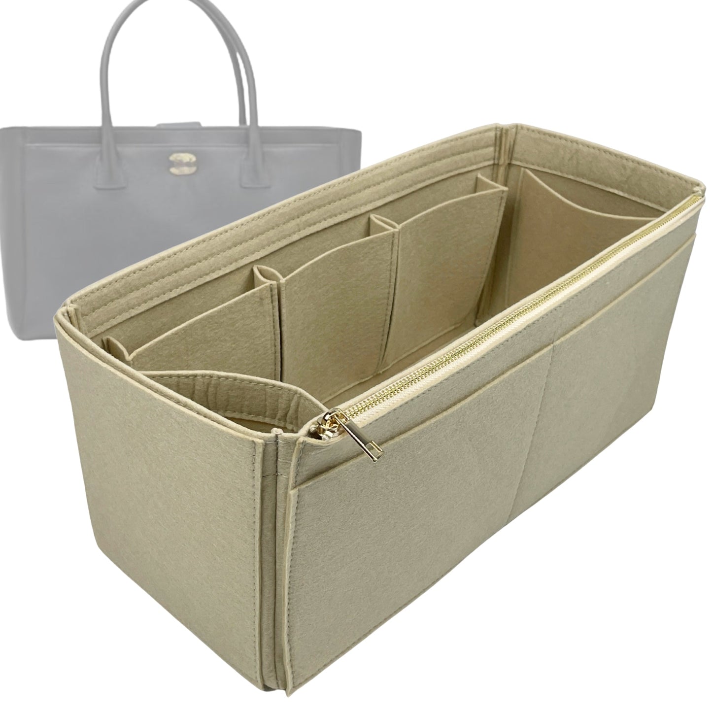 Organizer for [Cerf Large, Chanel] Bag Insert (Felt, Wide Open Pockets)