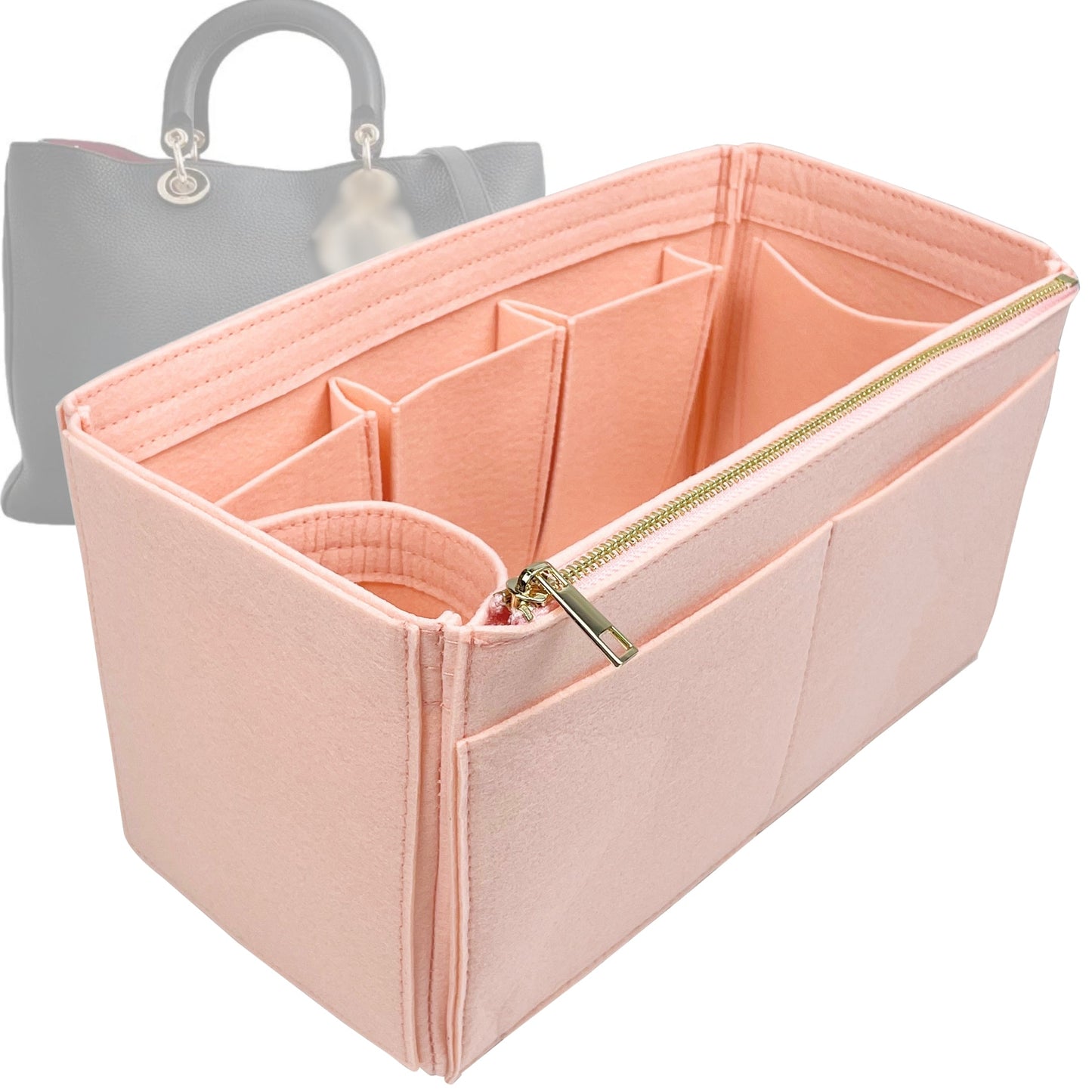 Organizer for [Diorissimo Large Bag, Dior] Bag Insert (Felt, Wide Open Pockets)