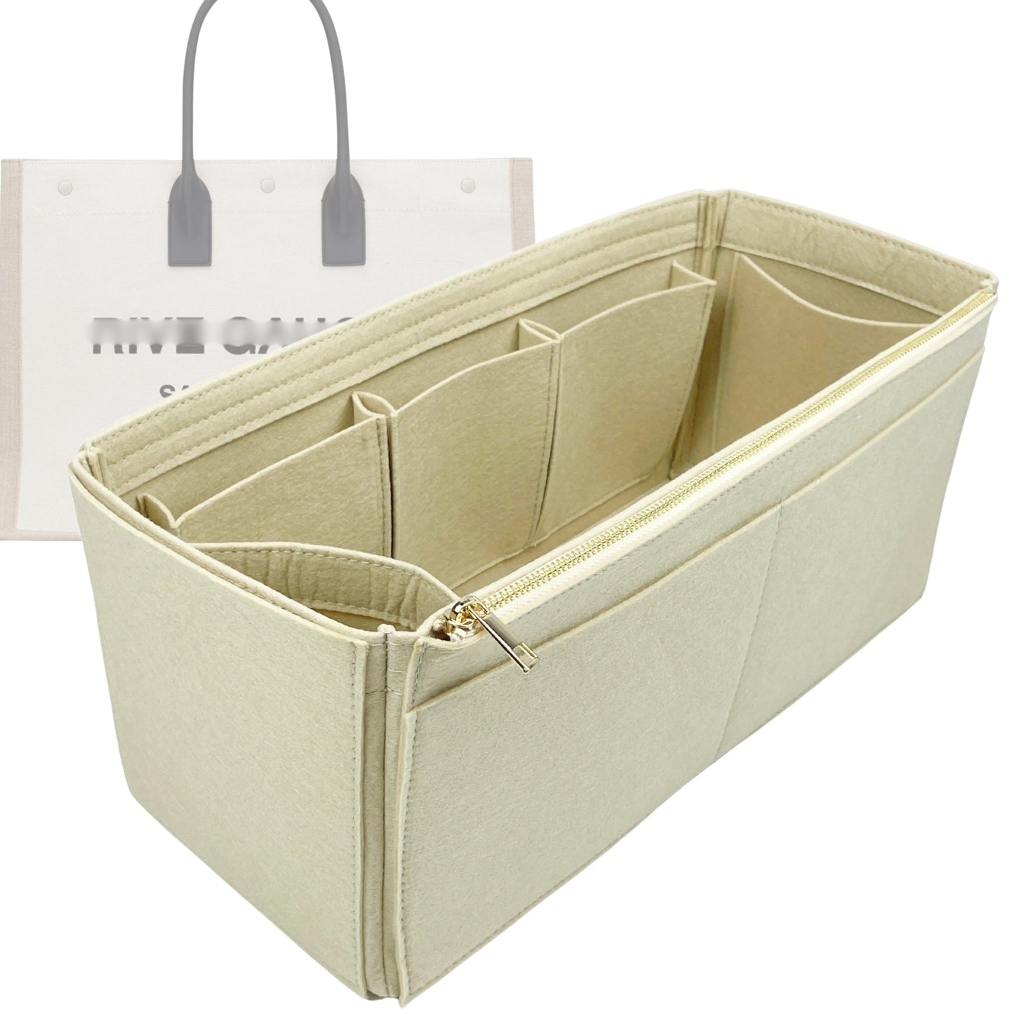 Organizer for [Rive Gauche Large, Saint Laurent (YSL)] Bag Insert (Felt, Wide Open Pockets)