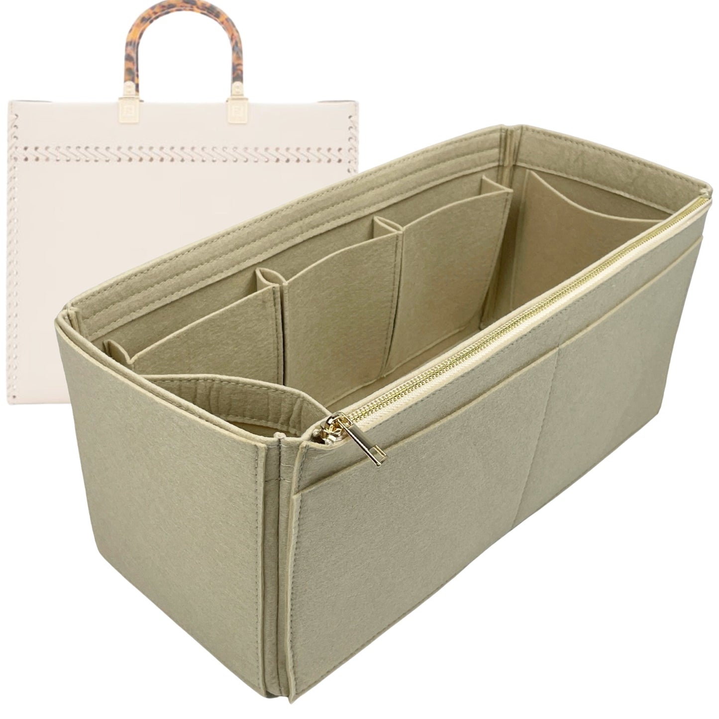 Organizer for [Sunshine Small, Fendi] Bag Insert (Felt, Wide Open Pockets)