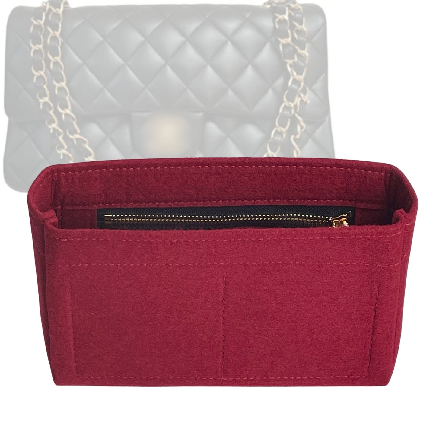 Organizer for [2.55 Handbag Mini, Chanel] Bag Insert (Felt, Slim with Zip Pocket)