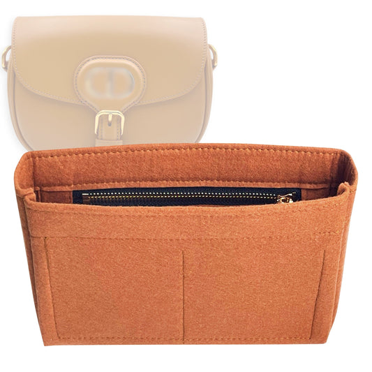 Organizer for [Bobby Bag Small, Dior] Bag Insert (Felt, Slim with Zip Pocket)