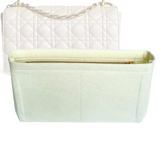 Organizer for [Small Dior Caro Bag, Dior] Bag Insert (Felt, Slim with Zip Pocket)