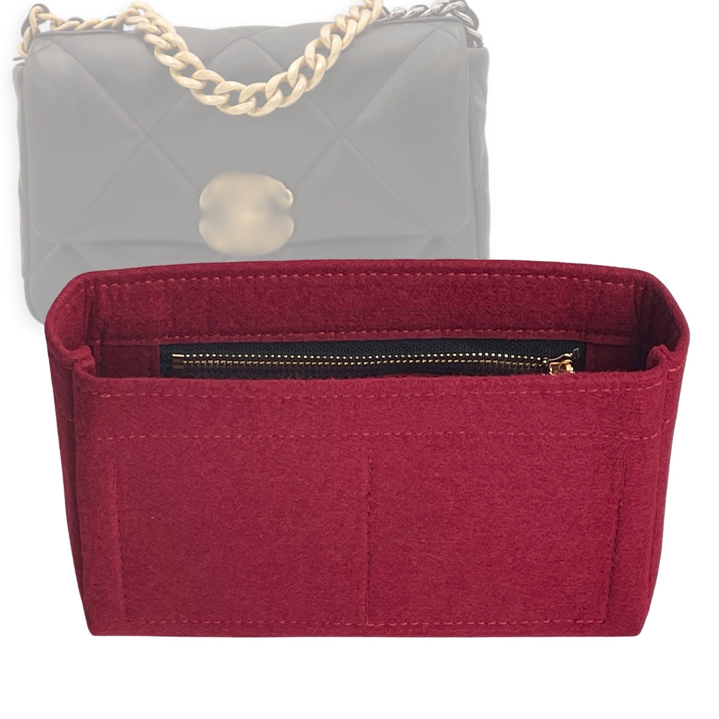 Organizer for [19 Flap Coin Purse, Chanel] Bag Insert (Felt, Slim with Zip Pocket)
