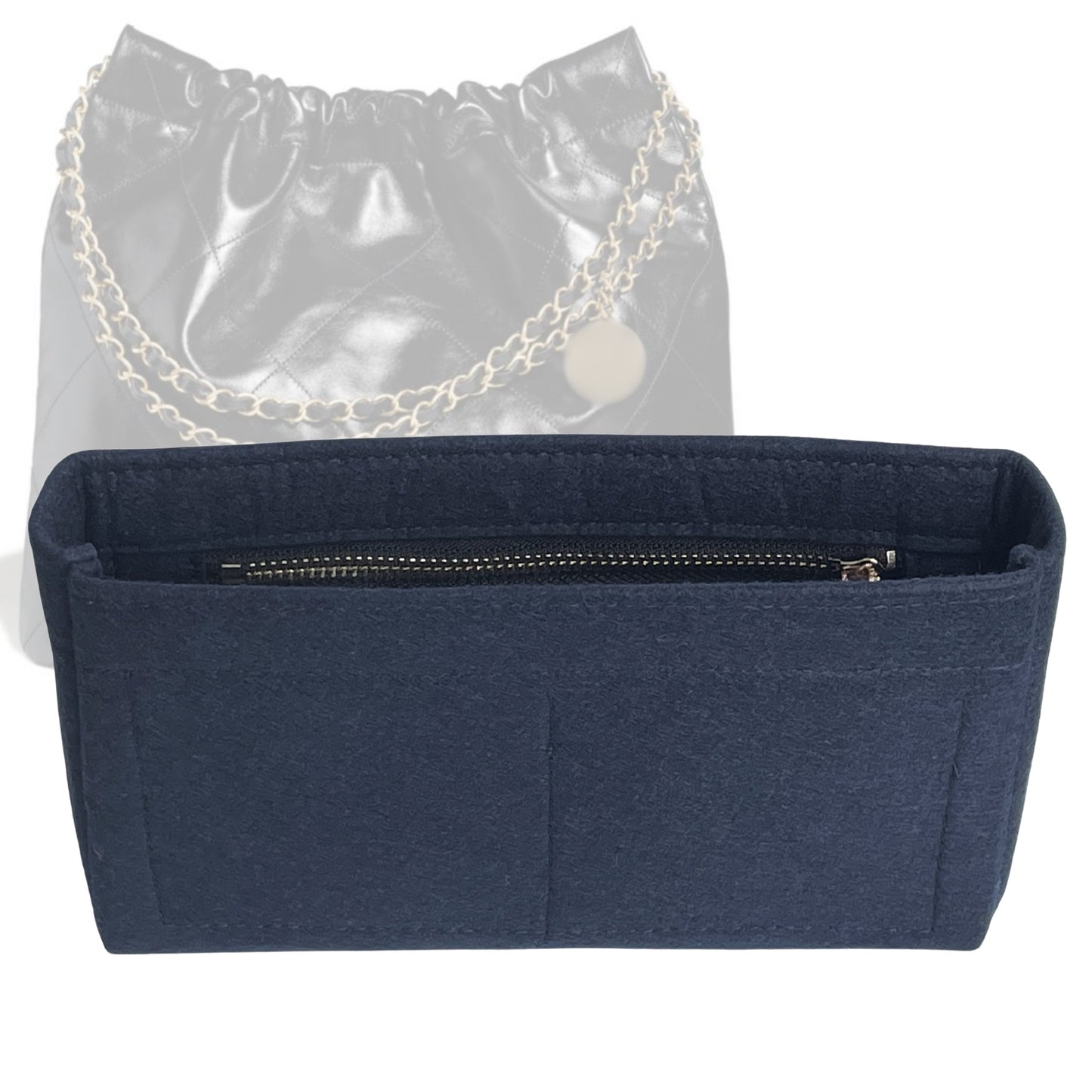 Organizer for [Chanel 22 Mini, Chanel] Bag Insert (Felt, Slim with Zip Pocket)