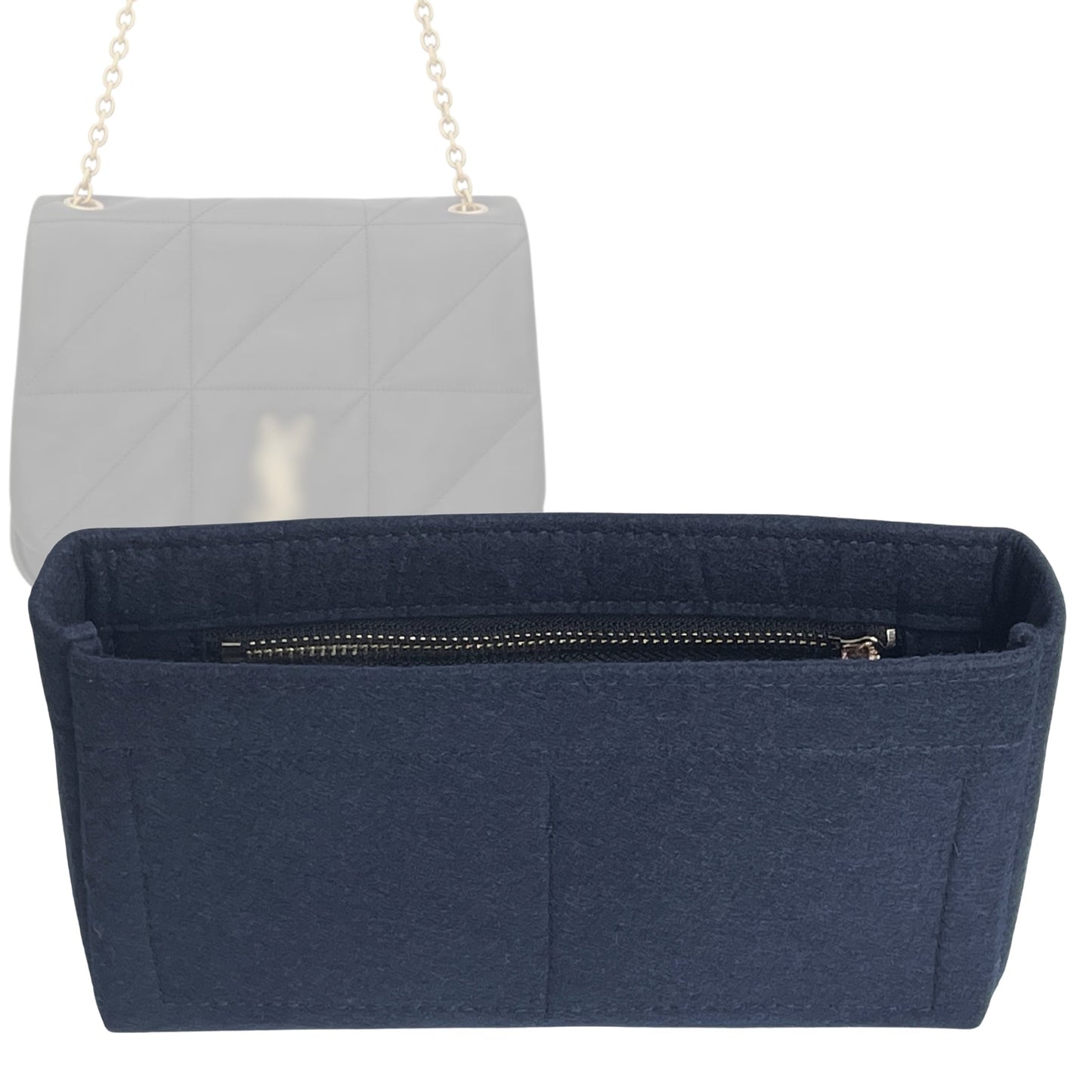 Organizer for [Jamie 4.3 small in lambskin, Saint Laurent (YSL)] Bag Insert (Felt, Slim with Zip Pocket)