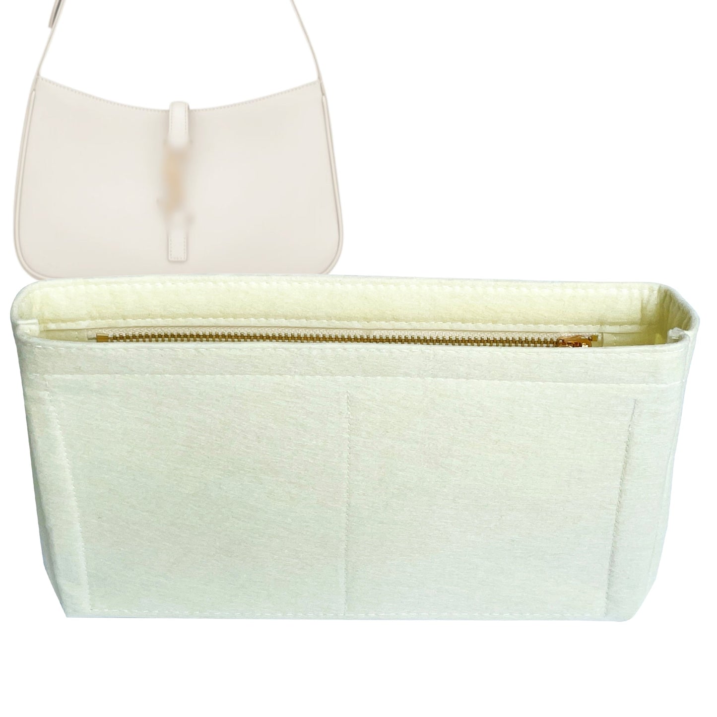 Organizer for [LE 5 A 7, Saint Laurent (YSL)] Bag Insert (Felt, Slim with Zip Pocket)