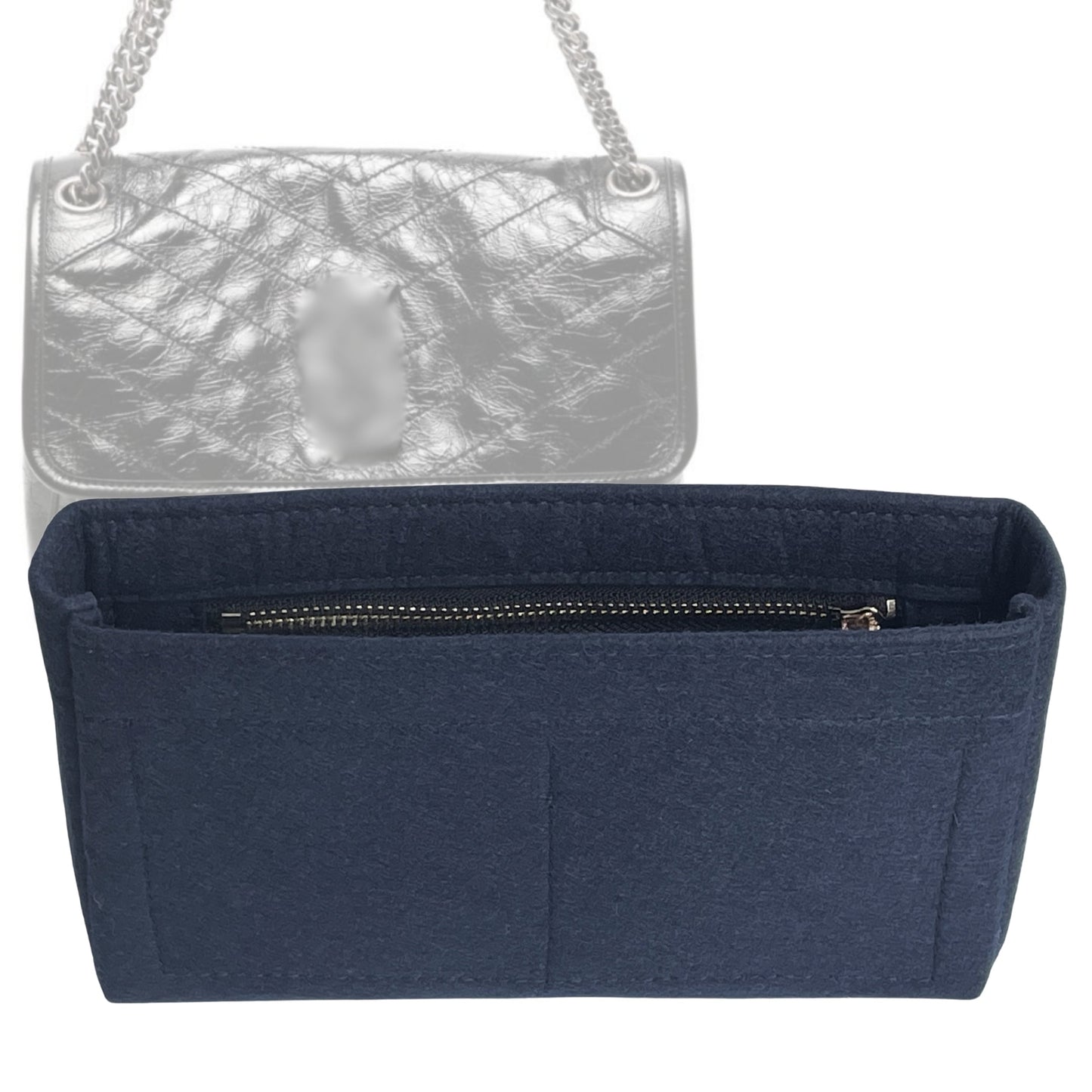 Organizer for [NIKI Baby, Saint Laurent (YSL)] Bag Insert (Felt, Slim with Zip Pocket)
