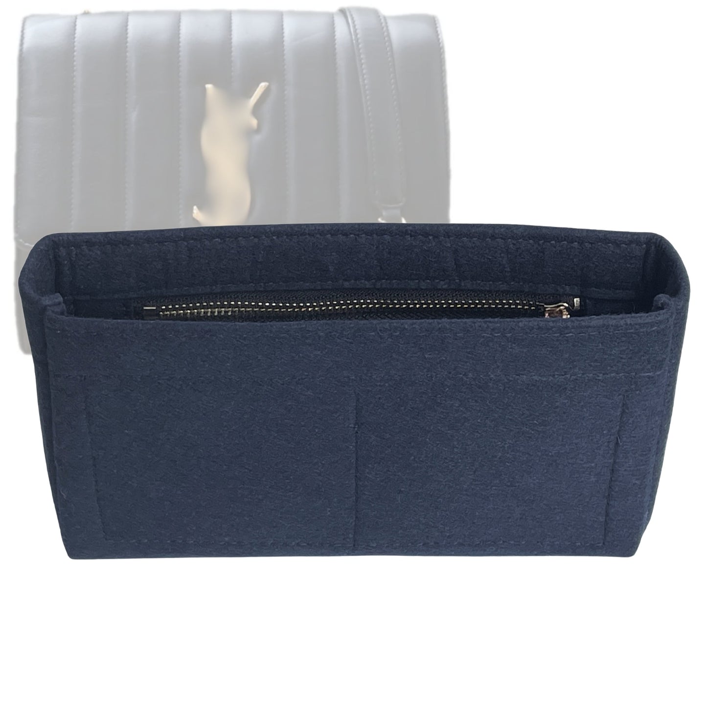 Organizer for [Small Vicky Chain, Saint Laurent (YSL)] Bag Insert (Felt, Slim with Zip Pocket)